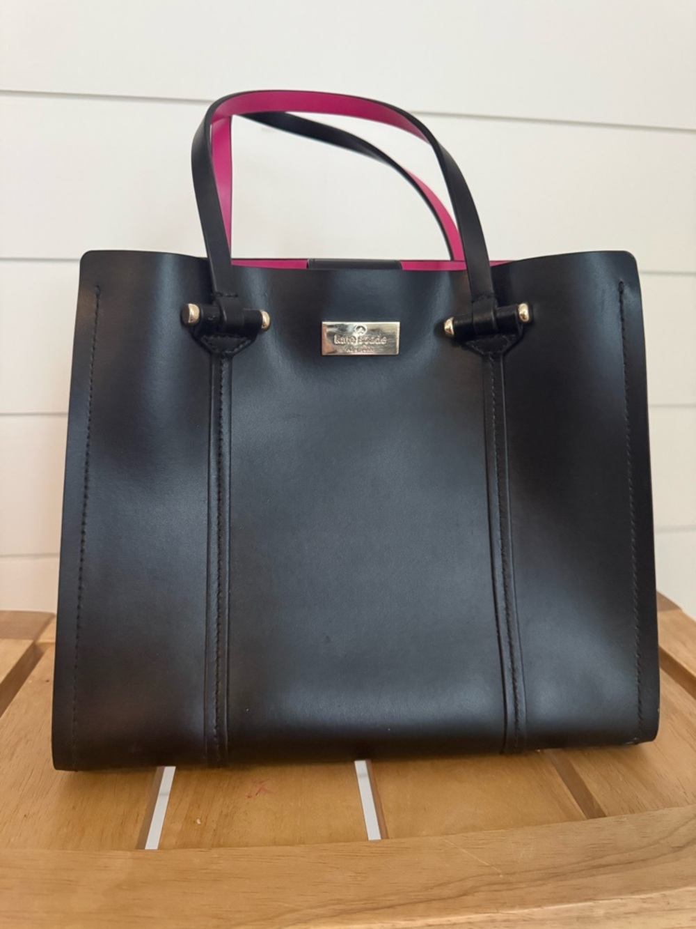 kate spade Black Tote with Pink Interior Trim
